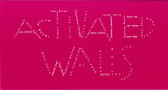 White text on a pink background spells out 24 artists' names, arranged to form the composite words 