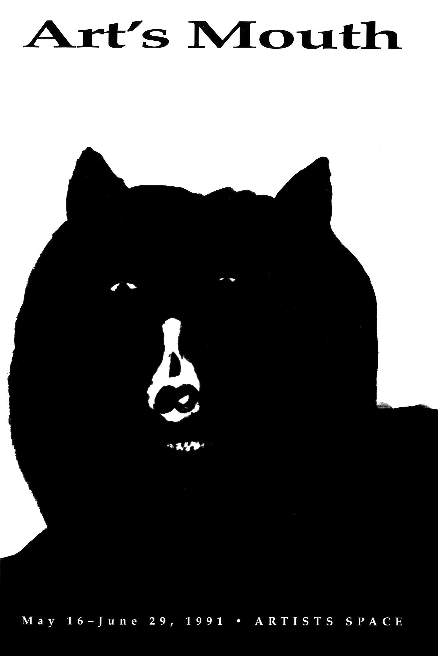 A catalogue cover design featuring a black and white illustration of the head of a bear. Large, black serif text above the bear's head reads, 
