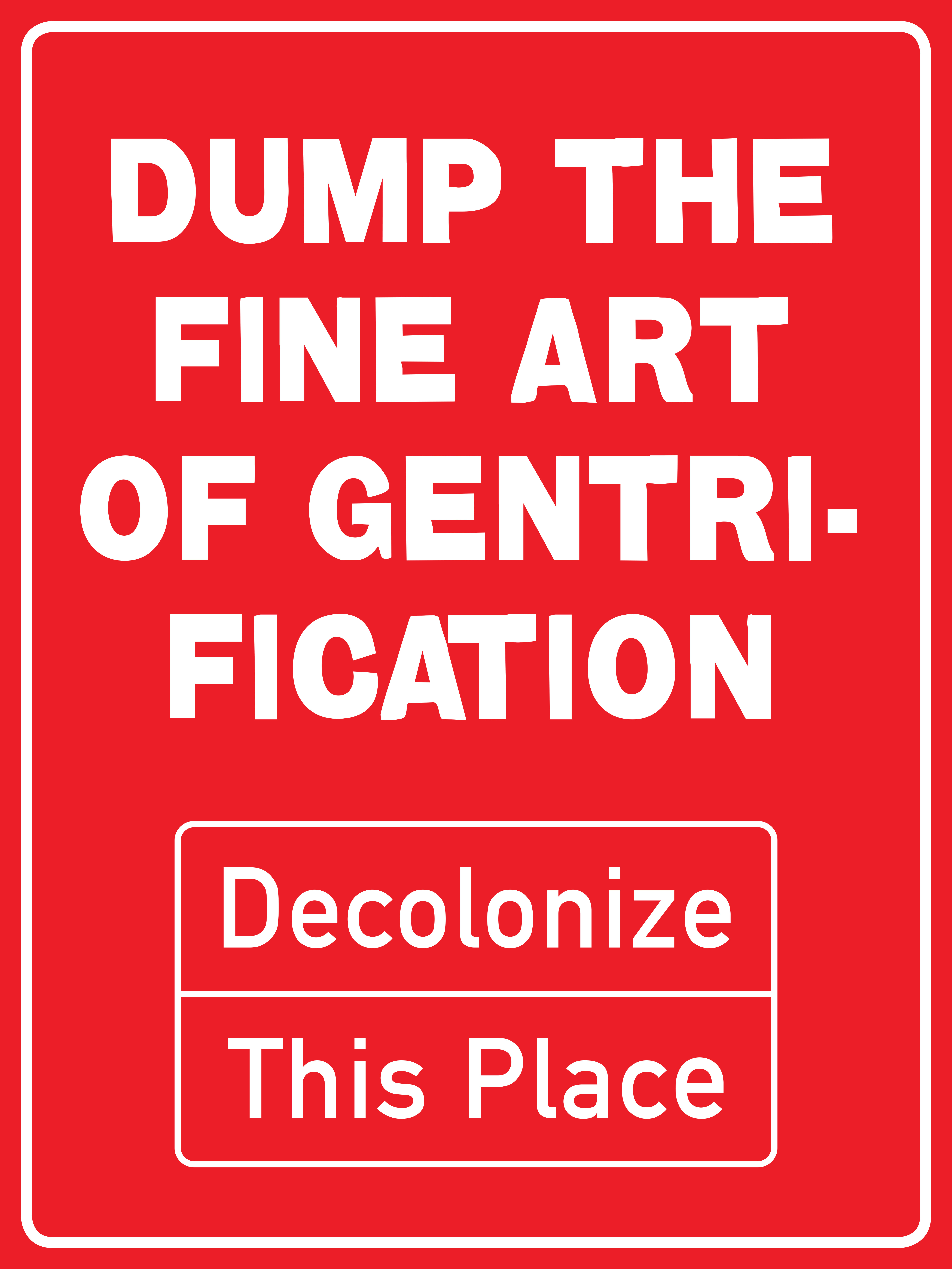 Red background with white text and border which reads: 