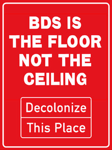 A red background with white text which reads: 