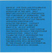 Cerulean blue background with black text that reads,