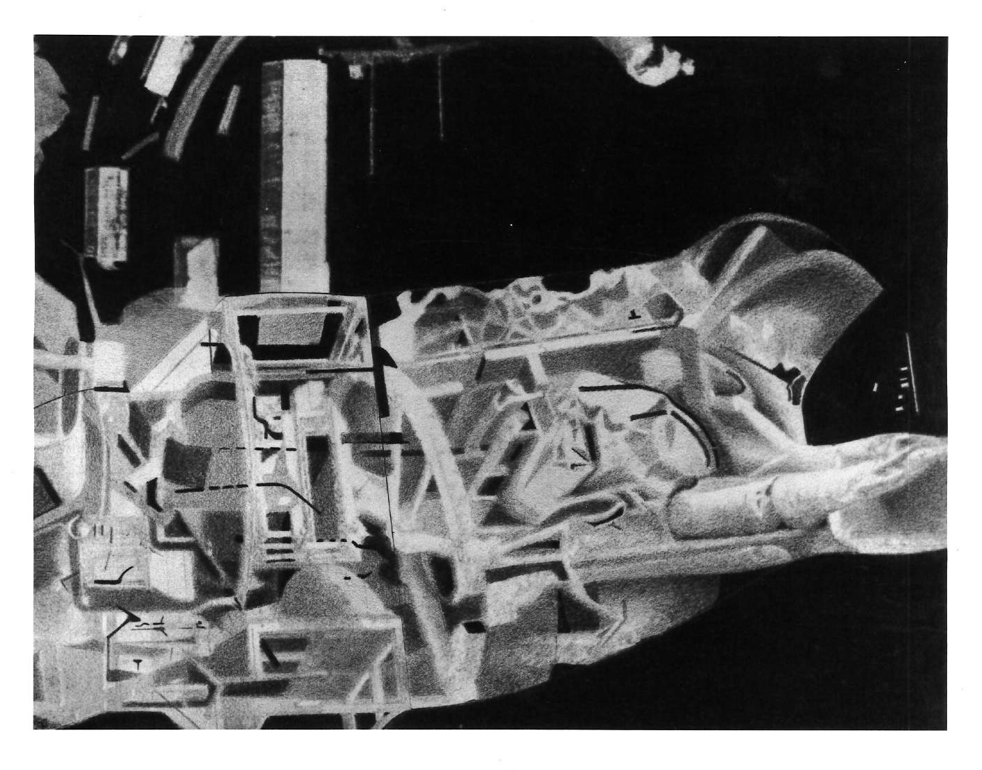 A drawing of shadowy unrecognizable forms.