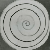A black and white image of a painted spiral.