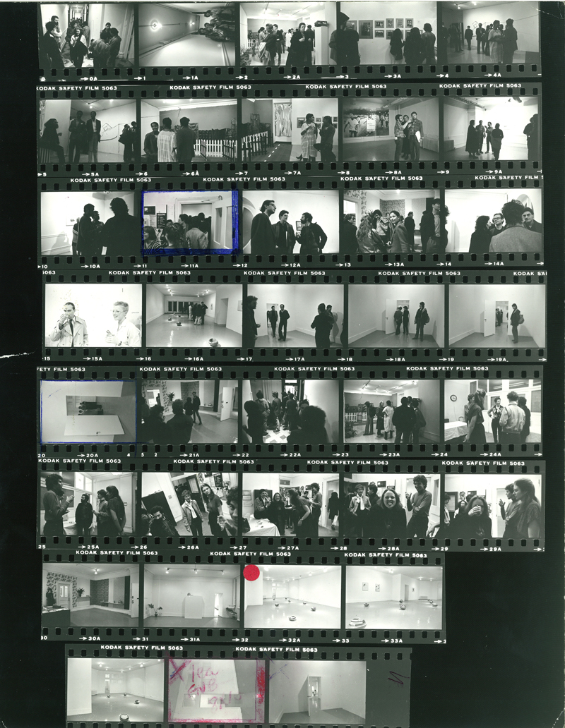 Contact sheet of installation images taken during exhibition opening.