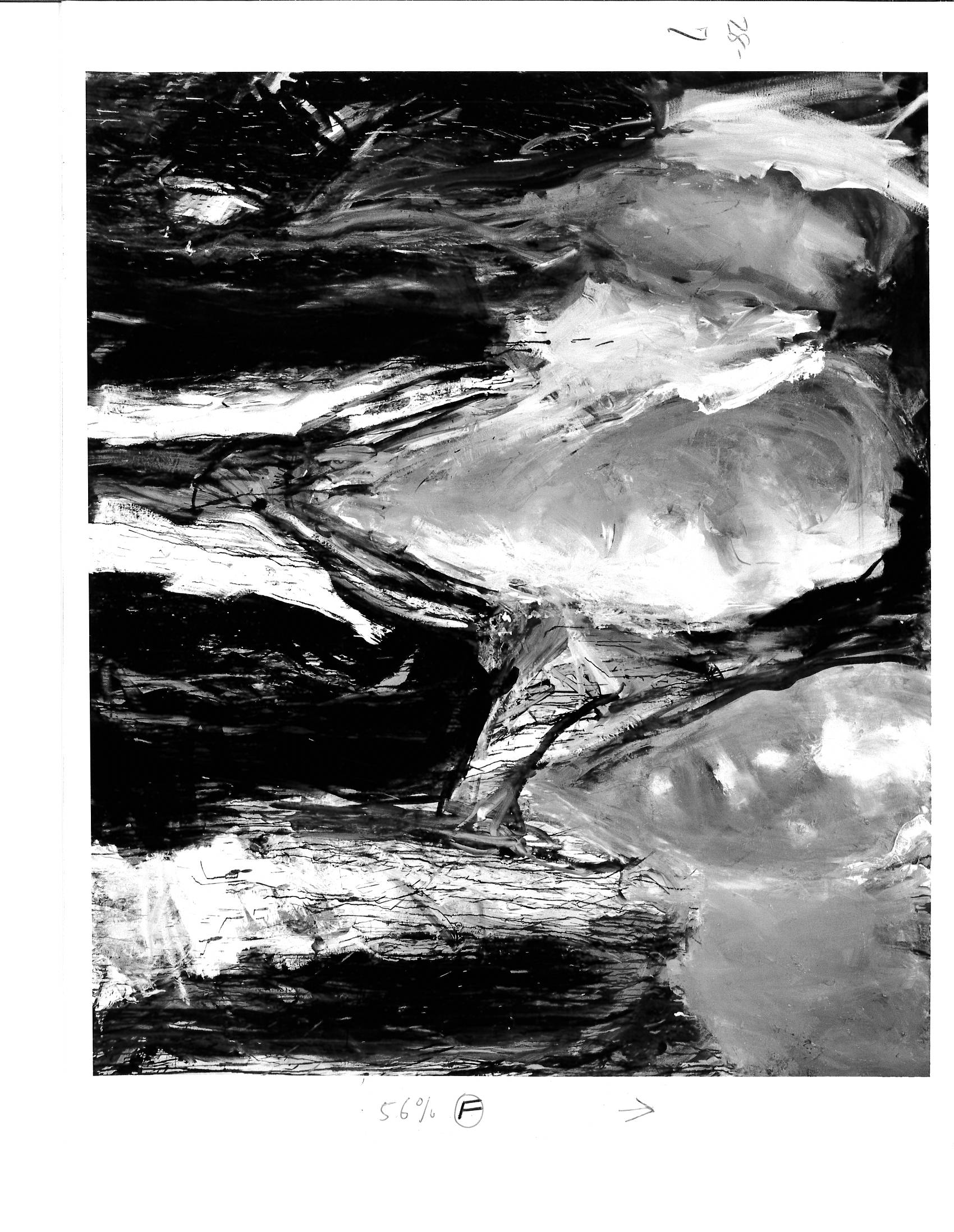 An abstract painting with the appearance of two faint human faces emerging from the imagery.