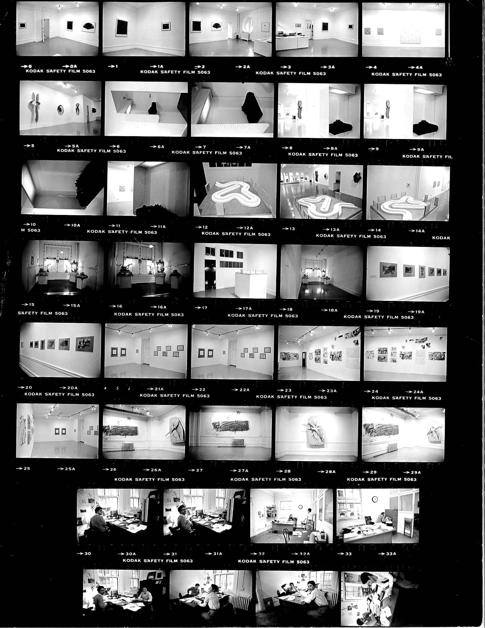 Contact sheet of stills depicting numerous installation views.