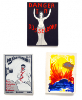 Three book covers, arranged in a triangle, with title text reading from top to bottom, left to right, 