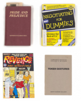 Four book covers, arranged into a grid. Titles, from left to right, beginning with the top, read, 