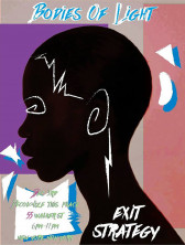 A flyer depicting a stylized black body in profile. Handwritten text at the top and bottom edges of the flyer reads, 