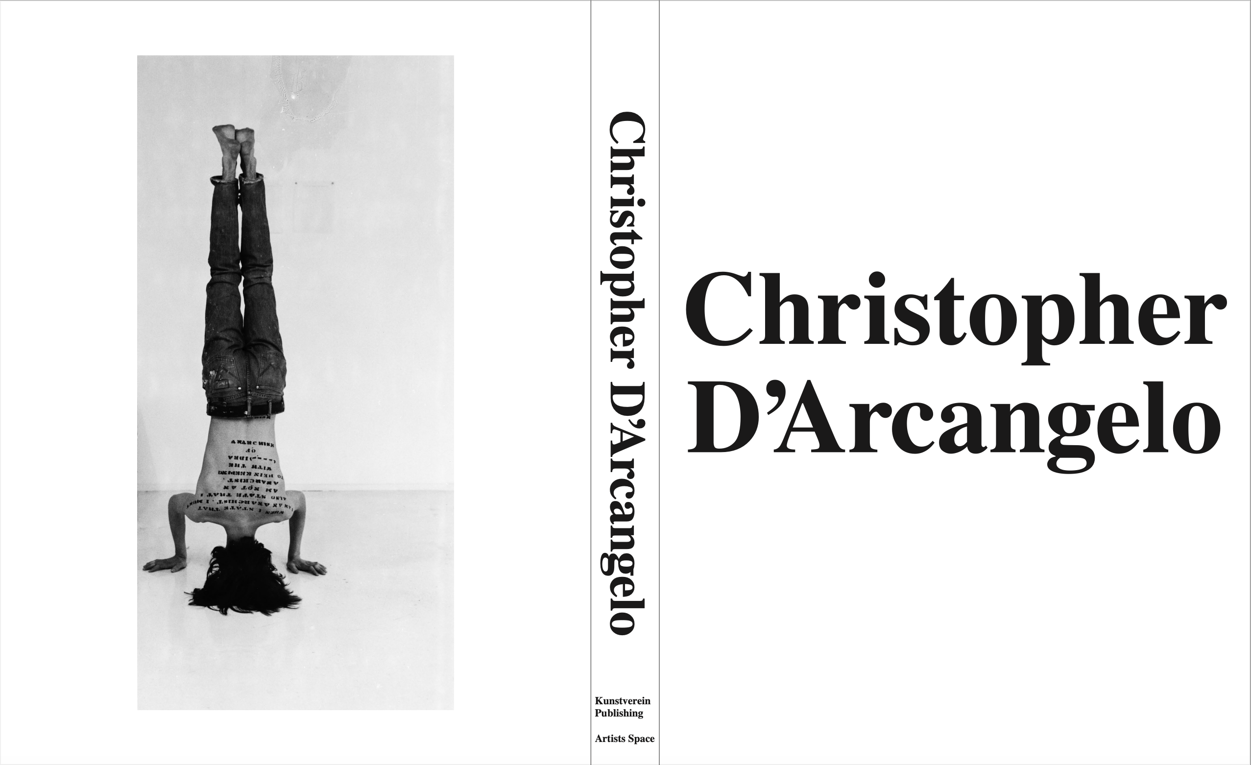 Scan of the cover and back cover of a book. On the front cover, black text on a white background reads 