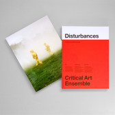 The front and back cover of a book; on the front, the title in white and red - on the back, two people in hazmat suits walking through a foggy field.