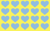 A grid of blue hearts on a yellow background.