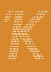White Xs on an orange background forming an image of 'K.