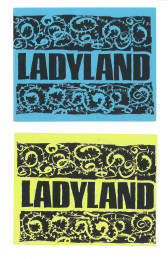 Two rectangular cards arranged on a white background. Large black text printed on each card reads, 