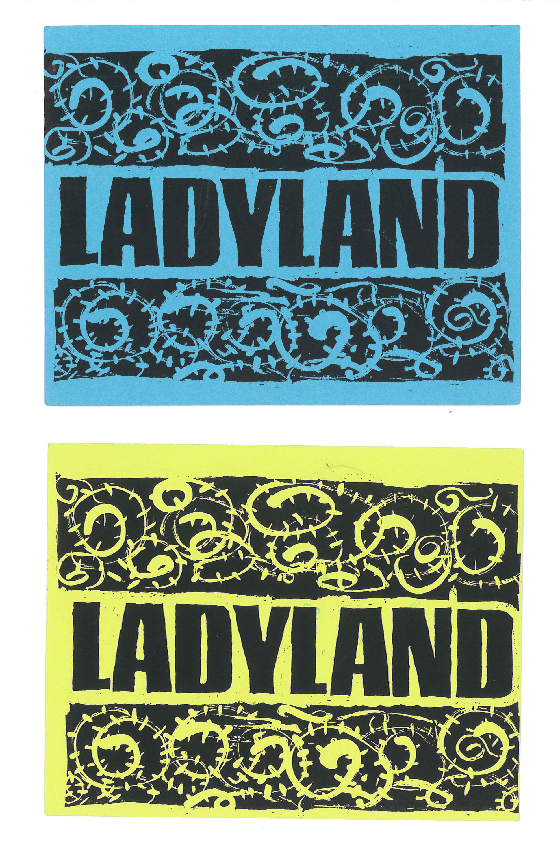 Two rectangular cards arranged on a white background. Large black text printed on each card reads, 