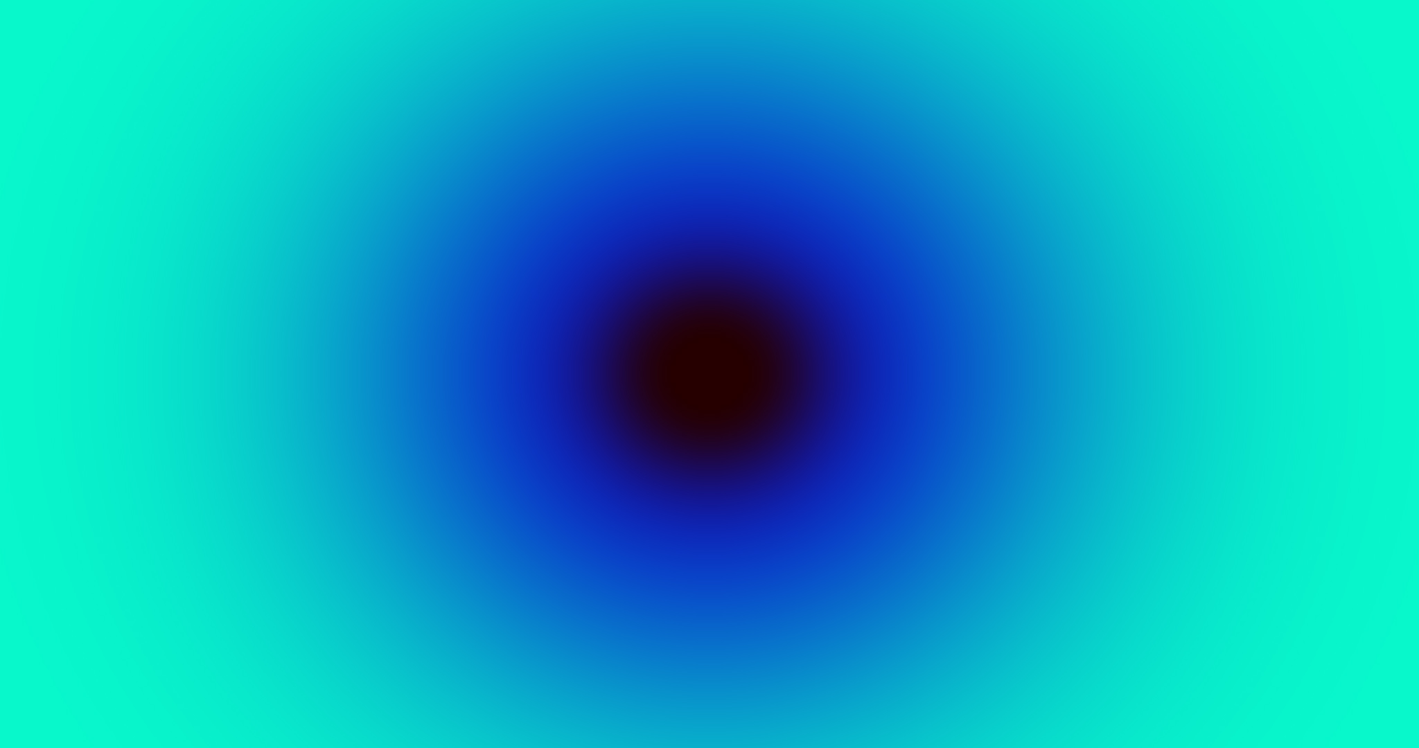 An emanating, abstract blue and black circle on a teal backdrop.