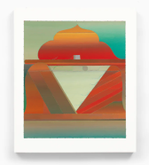Color image of a book cover, placed against a flat white background. The cover features an oil painting with gradients of red and green that make up geometric shapes which are stacked and placed in varying configurations.