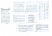 Eight pieces of paper with text in various languages arranged in a grid.