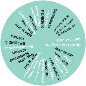 A teal circle on a white background with several names written around the perimeter, circling the midpoint of the circle. White text on the right side of the circle reads, 