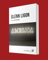 A book cover is shown against a red background. The cover features a black-and-white photograph of a white neon sign that reads 