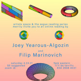 Multicolored circles, torii (donut shapes), and a cylinder are on a yellow-orange gradient background. The image is overlaid with the text, 