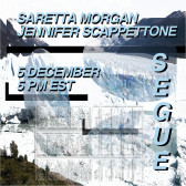 A snowy mountain landscape and flowing water is collaged with clear circular and rectangular shape graphics on top of the image. Blue text over the image reads: 