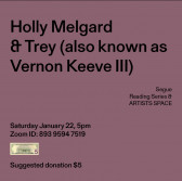 Black text overlays a mauve background. The top left corner reads: 