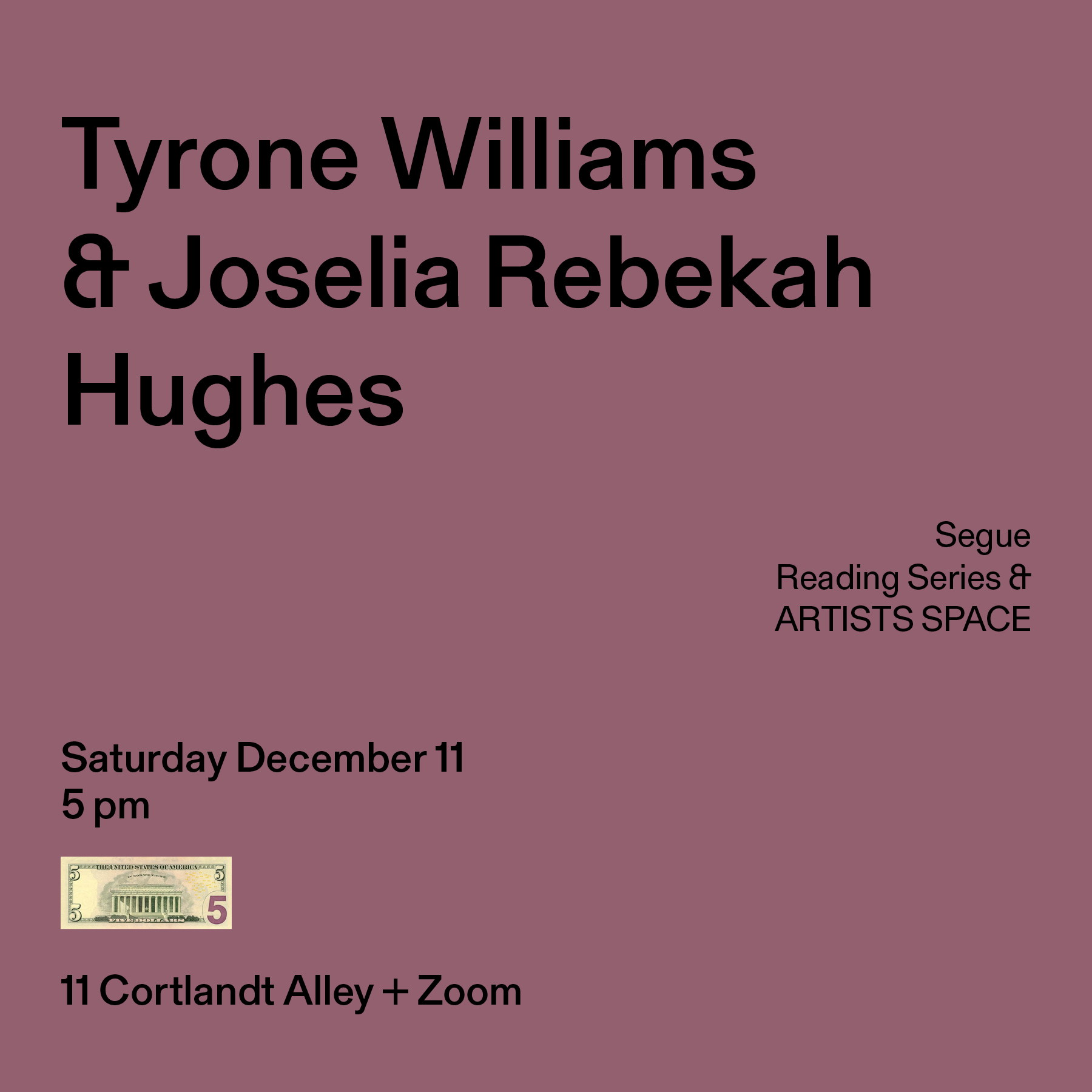 Black text overlays a mauve background. The top left corner reads: 