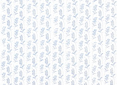 A pattern consisting of blue prints of delicate flowers repeats across a white surface. The image resembles wallpaper.