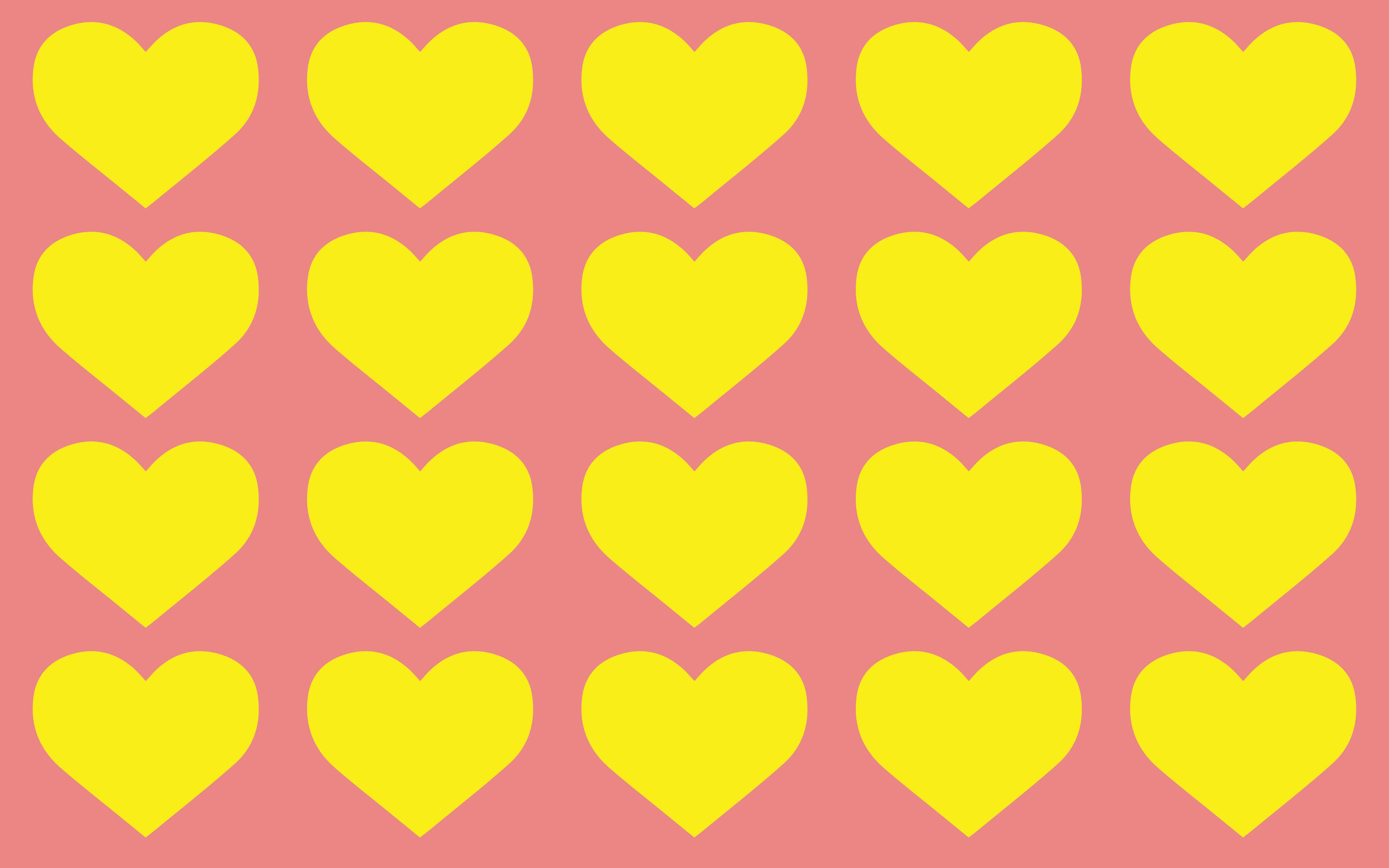 A grid of yellow hearts on a pink background.