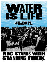 A flyer for the event depicting an anti-DAPL protest