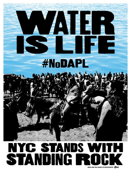 A flyer for the event depicting an anti-DAPL protest