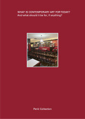 A book cover features white text on a red background that reads 