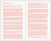 Two pages of red sans-serif text on a white background, titled 