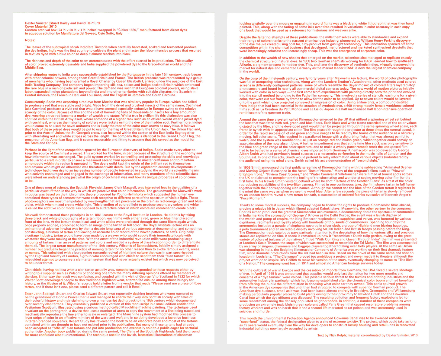 Two pages of red sans-serif text on a white background, titled 