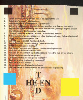 A collage-style image. The background is a 19th century-style painting titled 