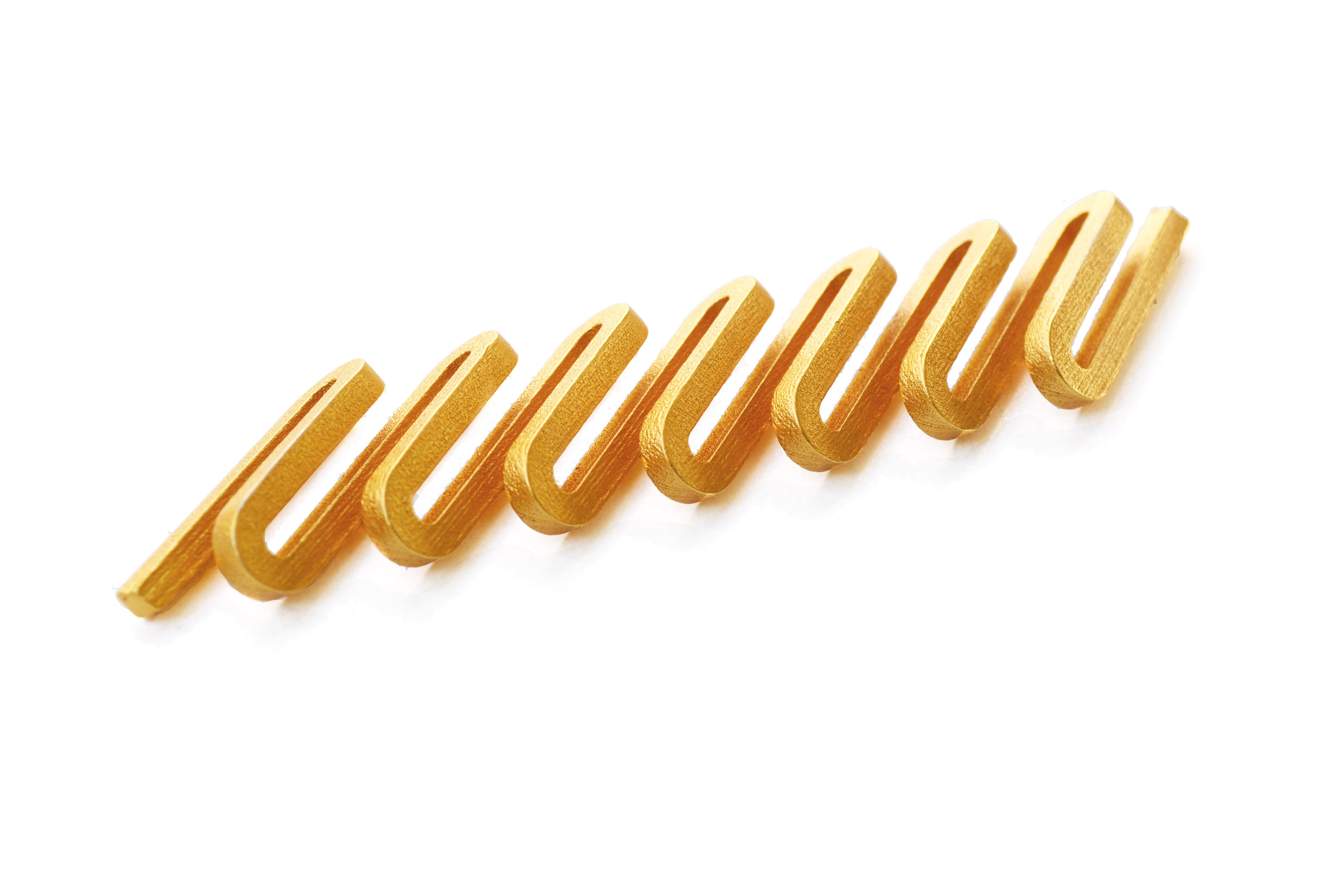 A gold helix sculpture.