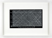 Black and white chart tracking the movement of trains through major cities in France. Text at the bottom of the chart reads 