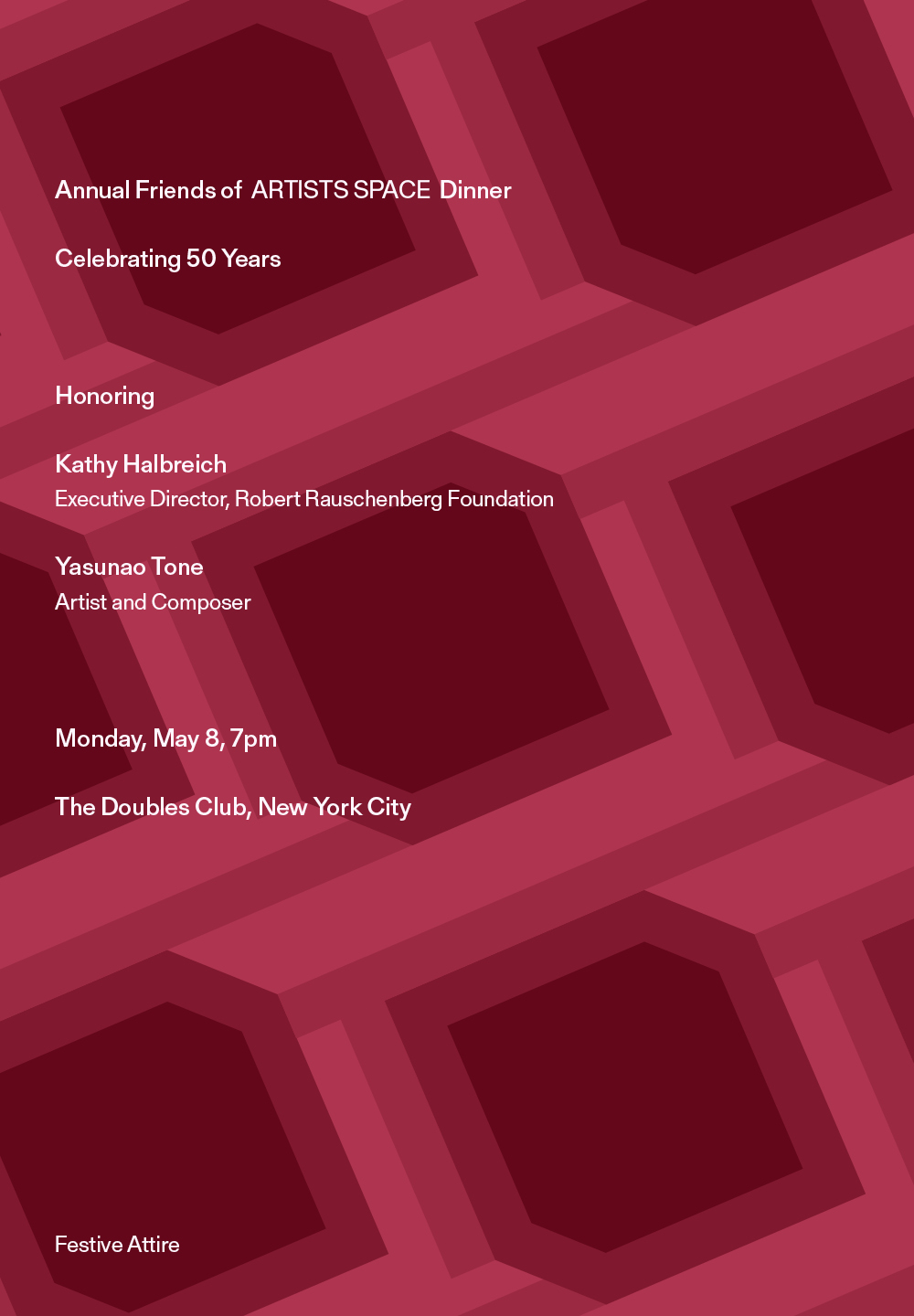 White text overlayed on a rose-colored background with a geometric pattern. The text reads: 